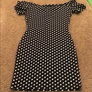 Black & white polka dot form fitting dress